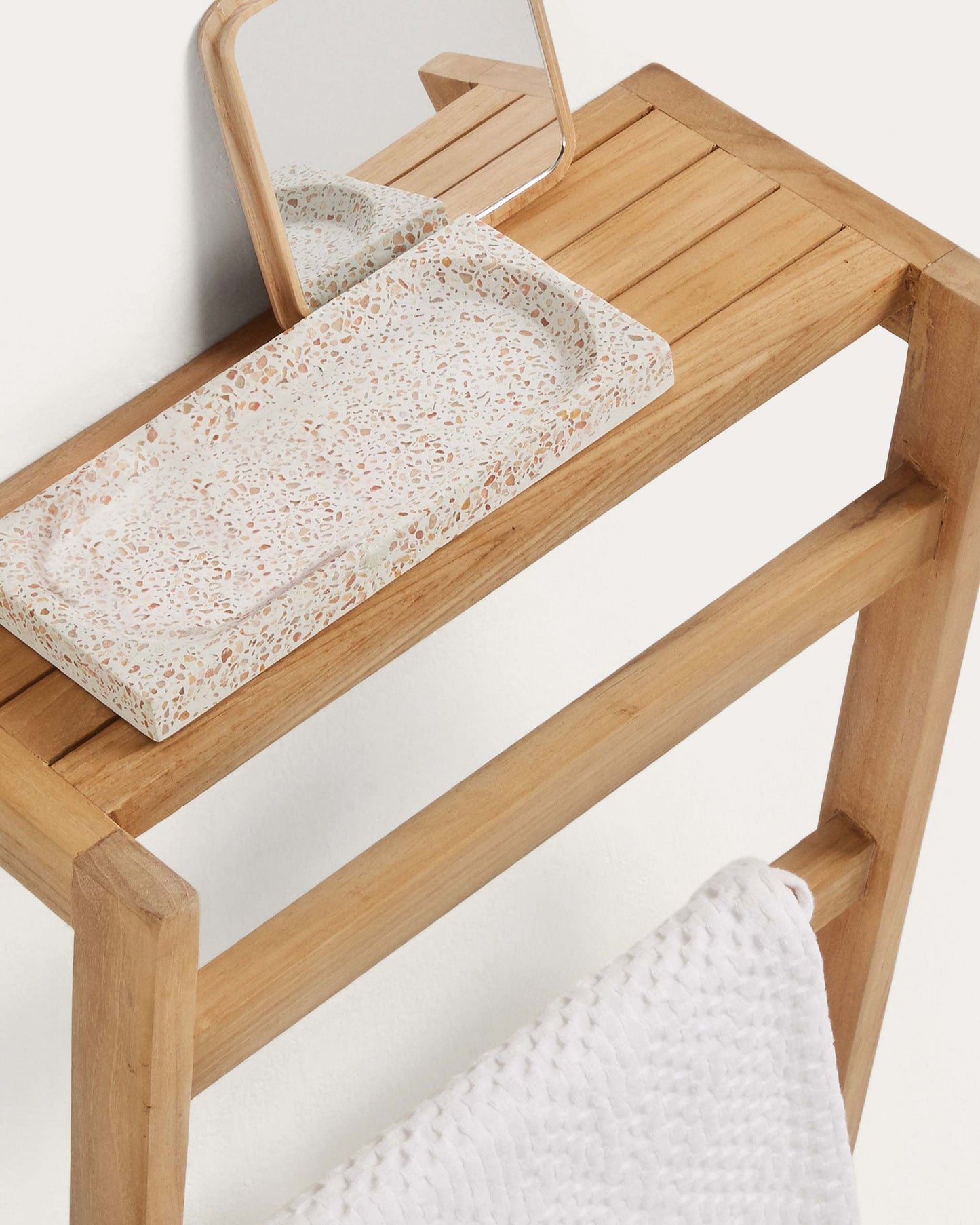 Portasciugamani da parete Kuveni in legno massiccio di teak 40 x 63 cm