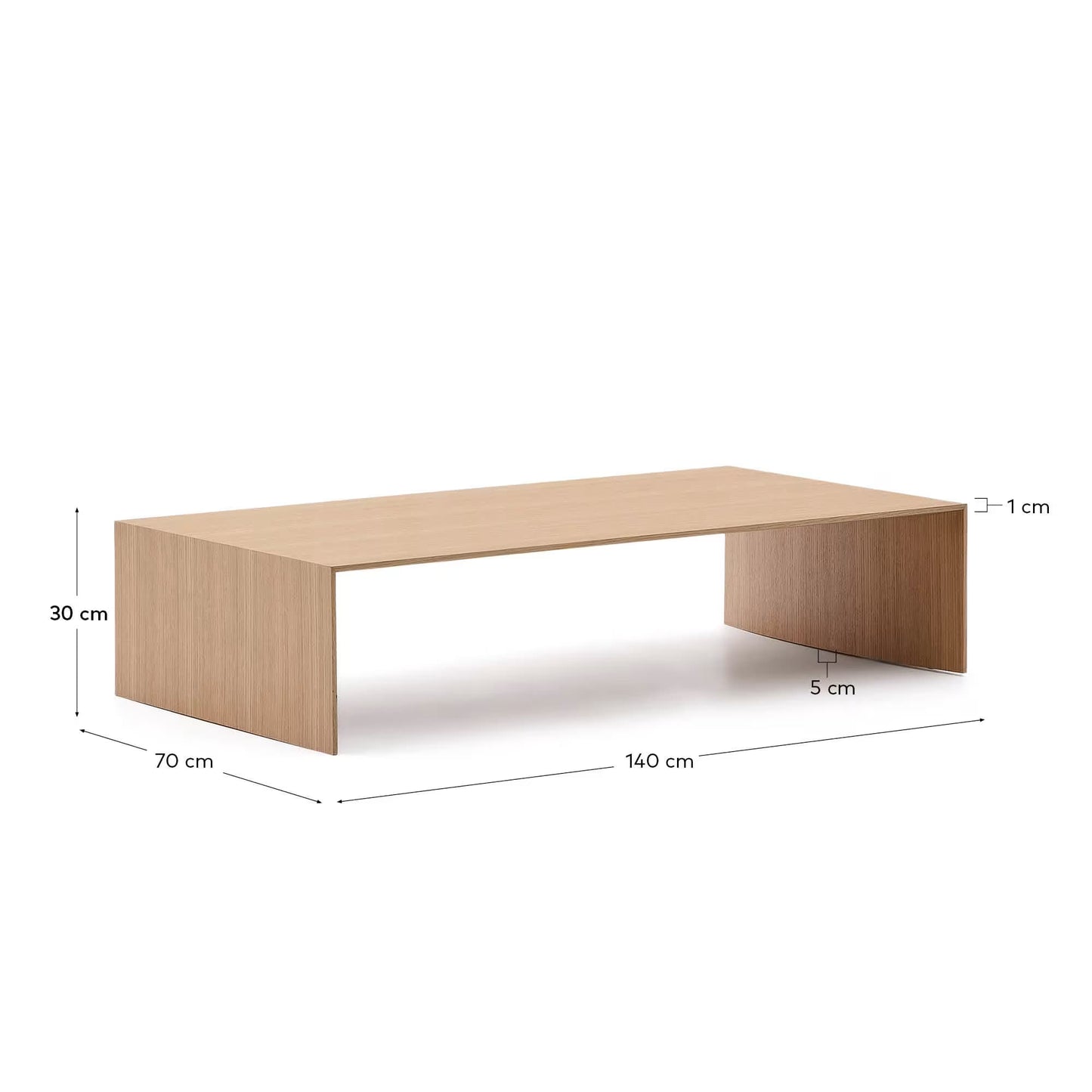 Tavolino salotto Litto impiallacciatura in rovere 140 x 70 cm