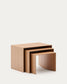 Set Litto con 3 tavolini a nido impiallacciatura in rovere 60 x 40 / 51 x 36 / 42 x 31 cm