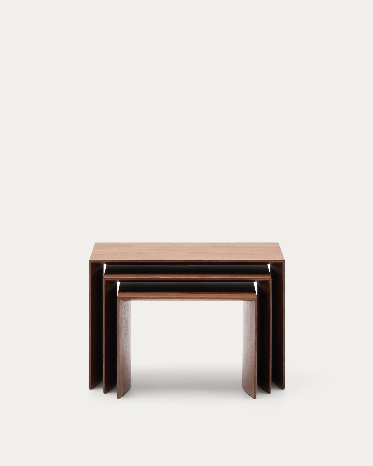 Set Litto con 3 tavolini a nido impiallacciatura in noce 60 x 40 / 51 x 36 / 42 x 31 cm