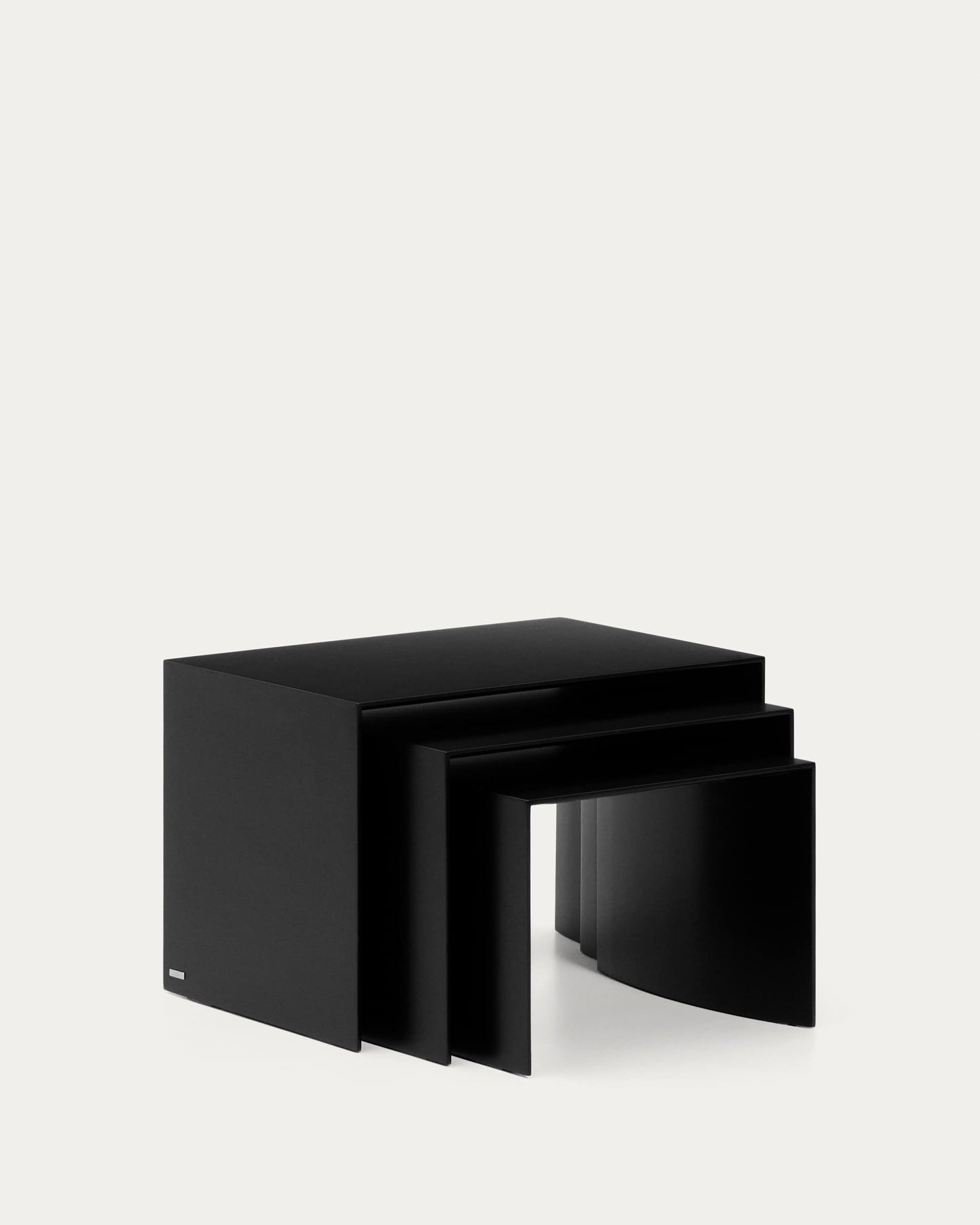 Set Litto con 3 tavolini a nido di MDF laccato nero 60 x 40 / 51 x 36 / 42 x 31 cm
