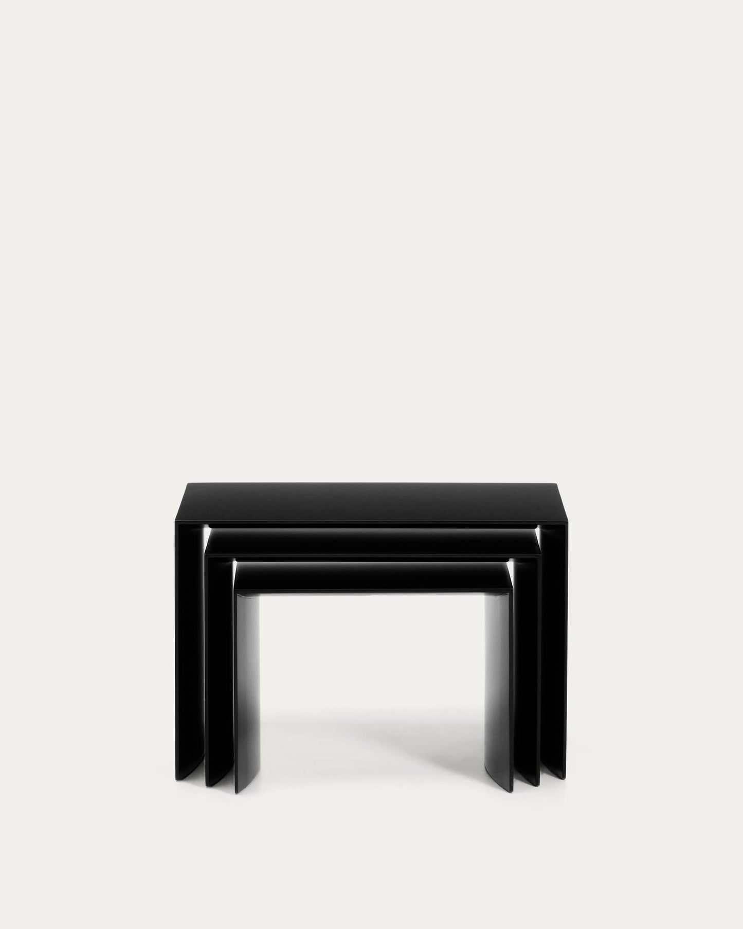 Set Litto con 3 tavolini a nido di MDF laccato nero 60 x 40 / 51 x 36 / 42 x 31 cm