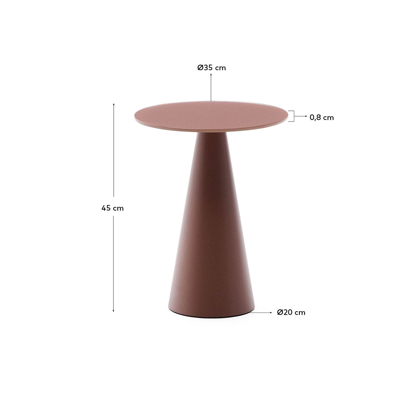 Tavolino d’appoggio Wilshire in vetro temperato smerigliato e acciaio verniciato terracotta satinato Ø35cm