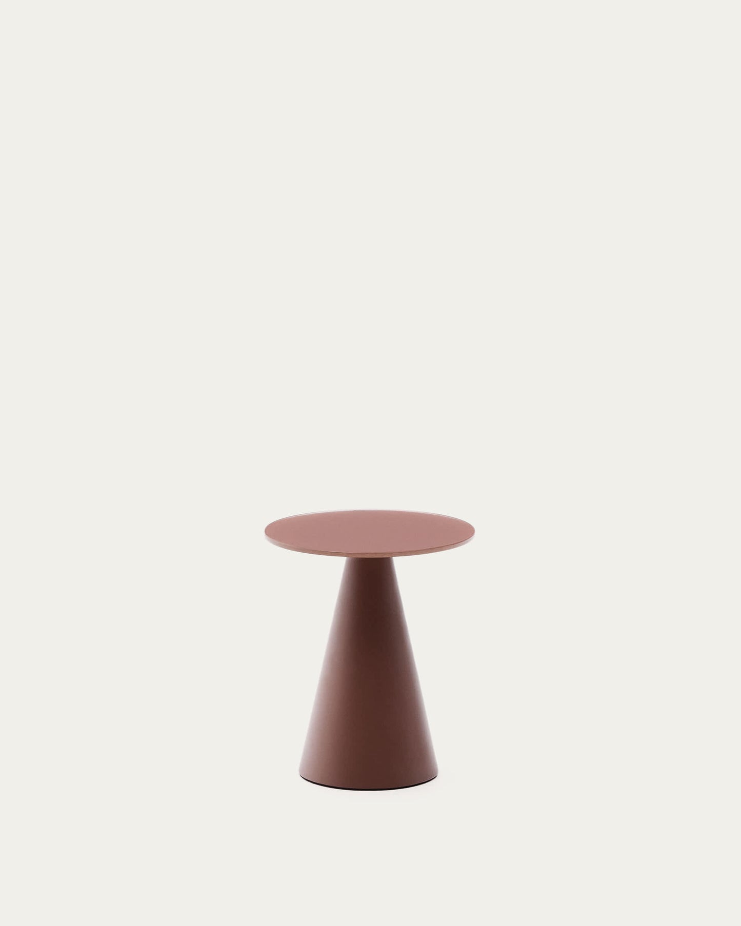 Tavolino d’appoggio Wilshire in vetro temperato smerigliato e acciaio verniciato terracotta satinato Ø35cm