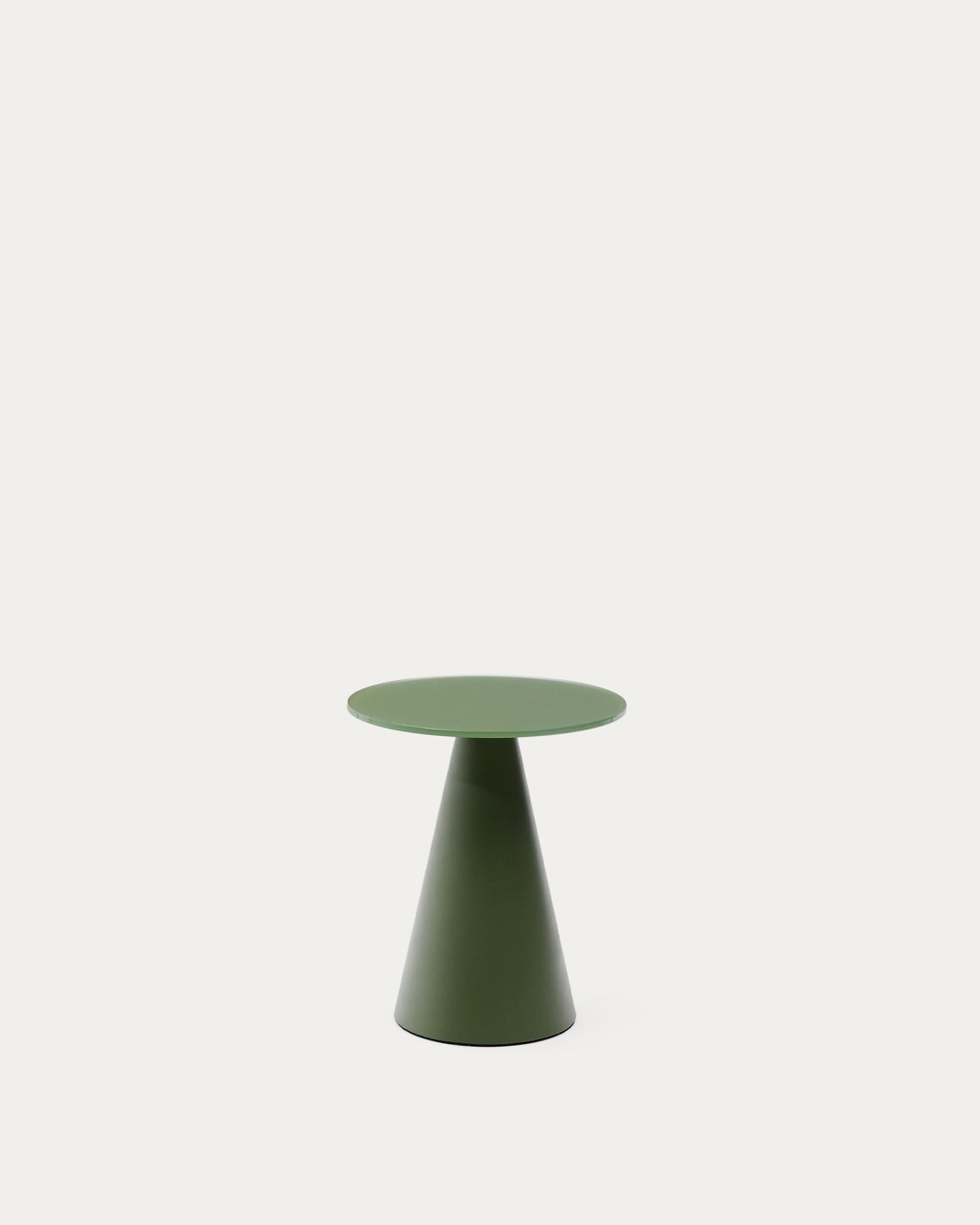 Tavolino d’appoggio Wilshire in vetro temperato smerigliato e acciaio verniciato verde opaco Ø35cm