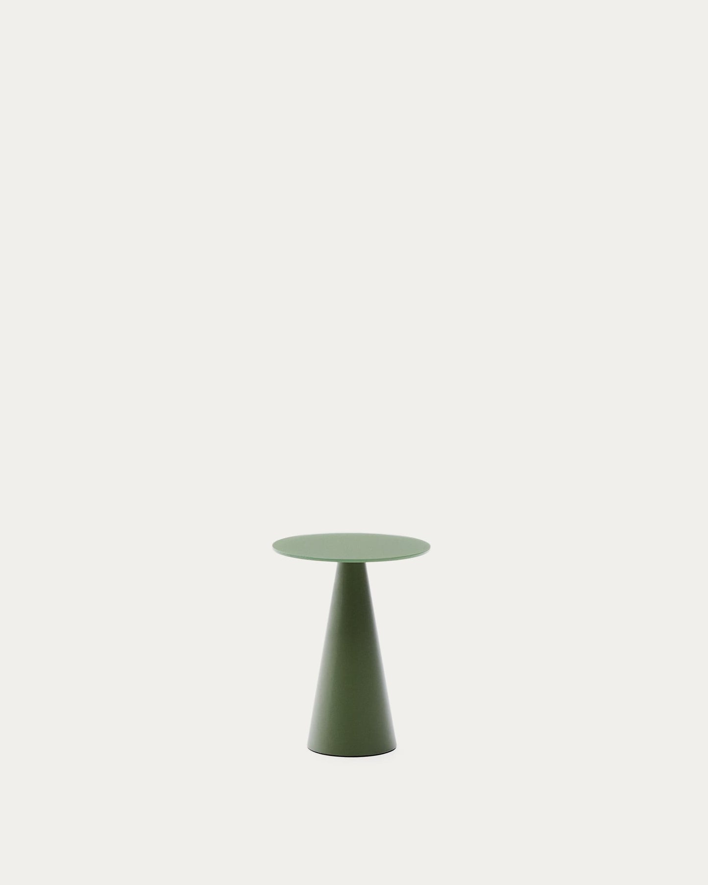 Tavolo d’appoggio Wilshire in vetro temperato smerigliato e acciaio verniciato verde opaco Ø30cm