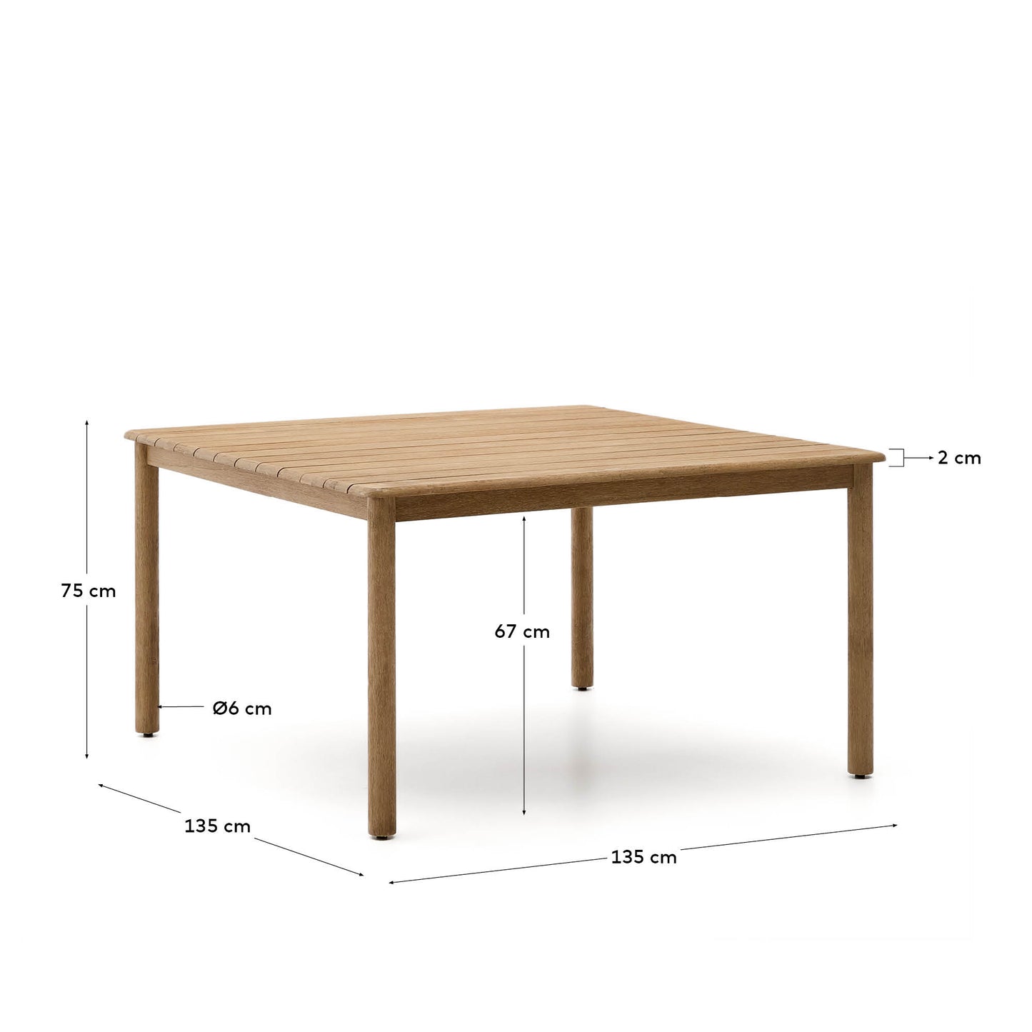 Tavolo Sori in legno massiccio di acacia 135 x 135 cm