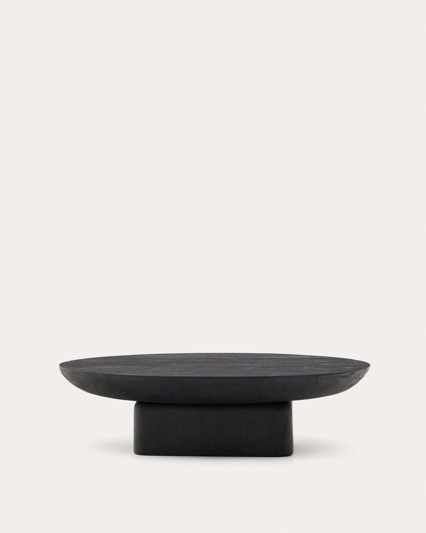 Tavolino da appoggio Ovak in legno massiccio di acacia con finitura nera 140 x 70 cm