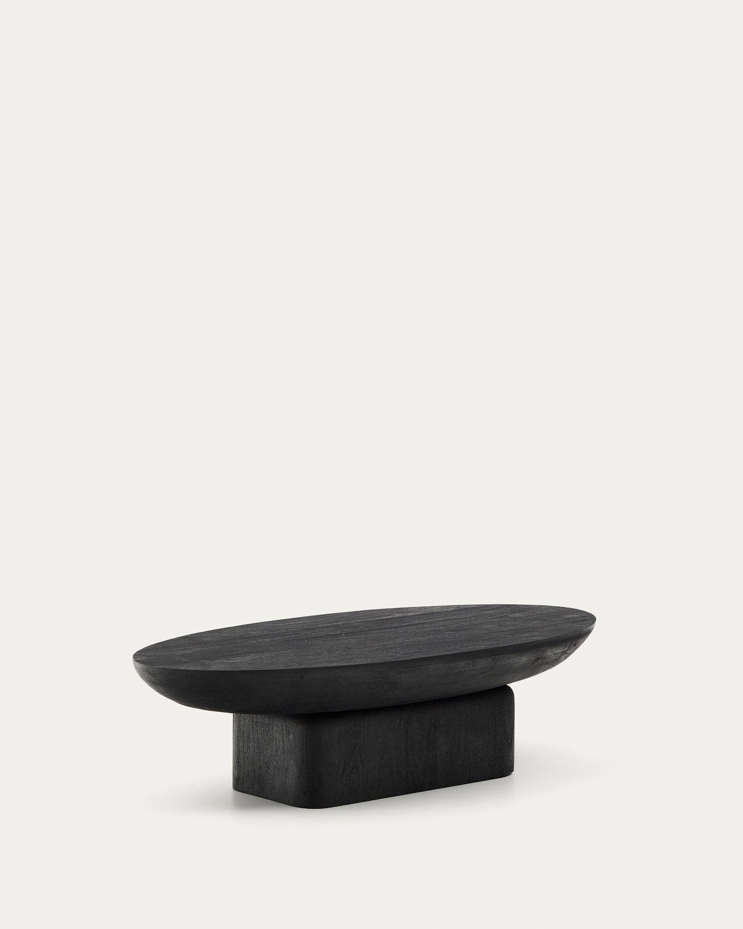 Tavolino da appoggio Ovak in legno massiccio di acacia con finitura nera 140 x 70 cm