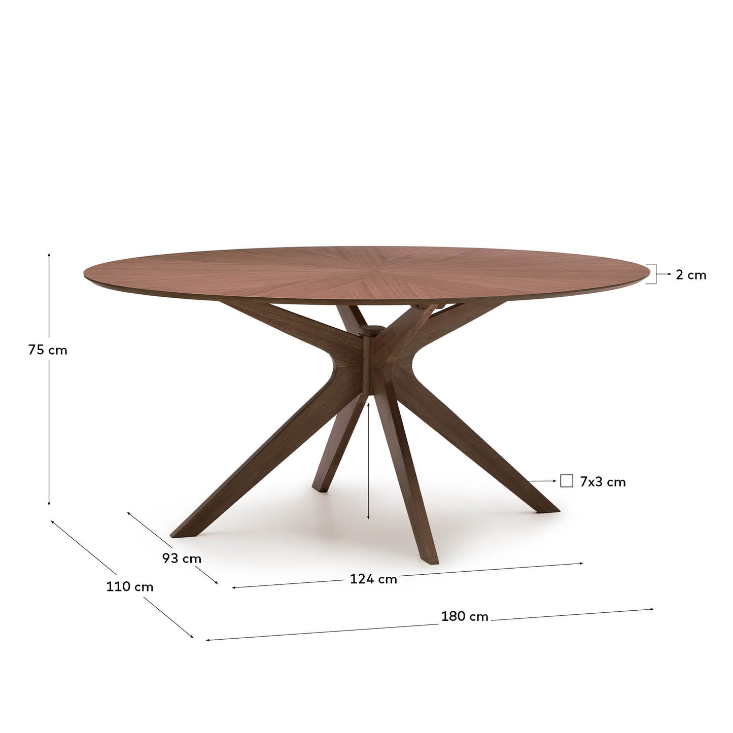 Tavolo Naanim in impiallacciatura di noce 180 x 110 cm