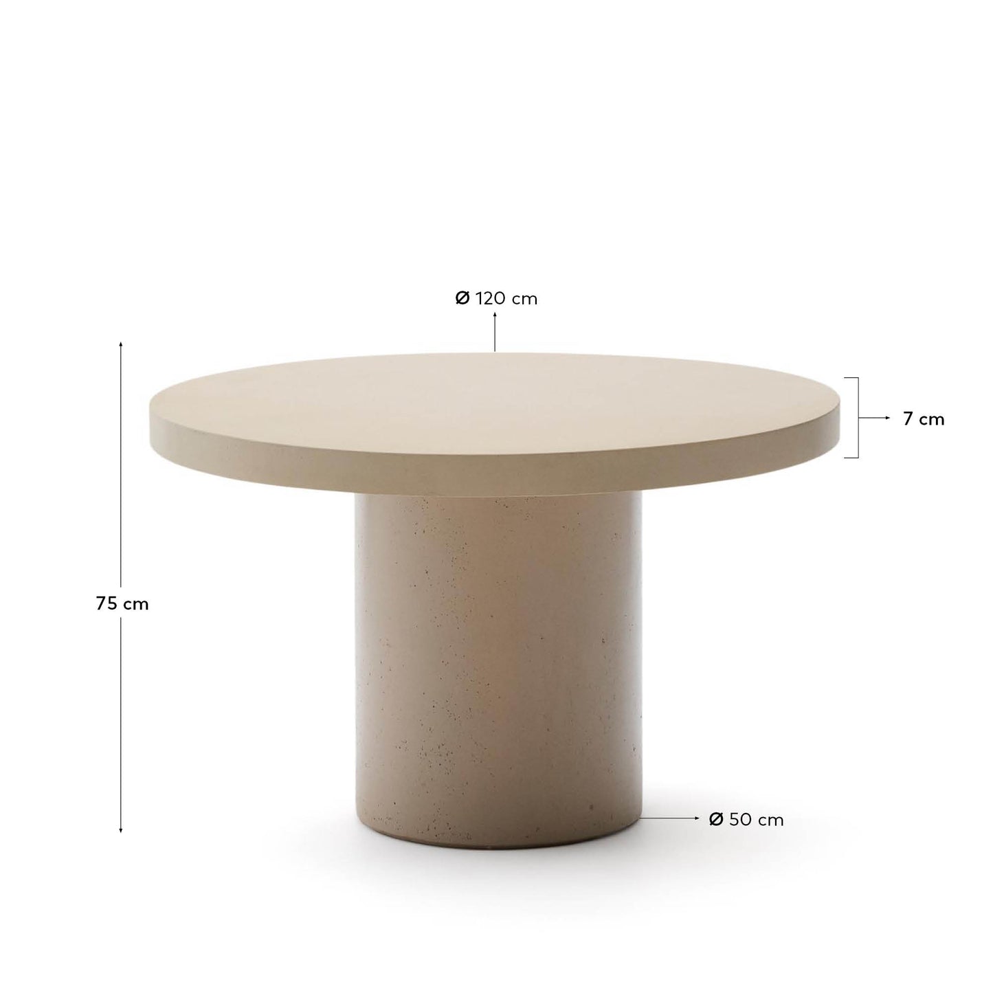 Tavolo rotondo Aiguablava in cemento beige Ø 120 cm