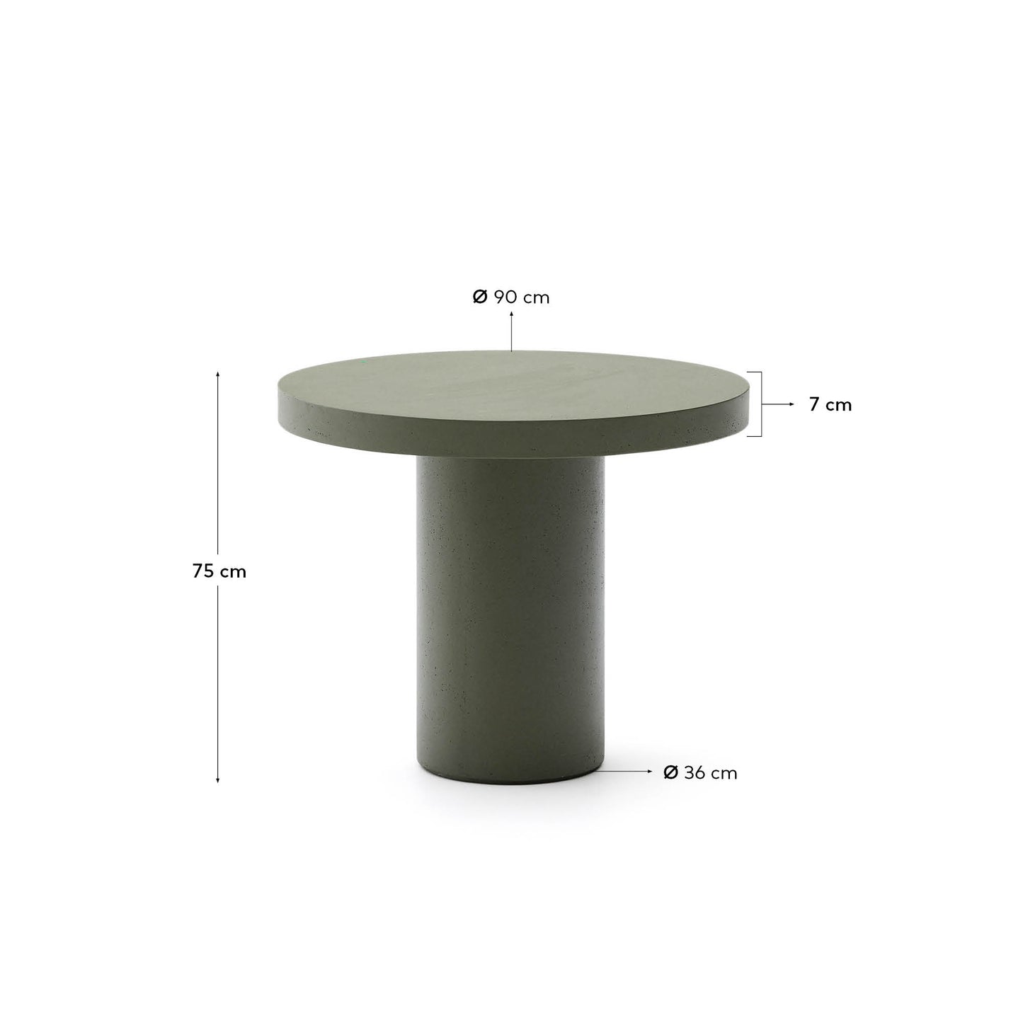 Tavolo rotondo Aiguablava in cemento verde Ø 90 cm