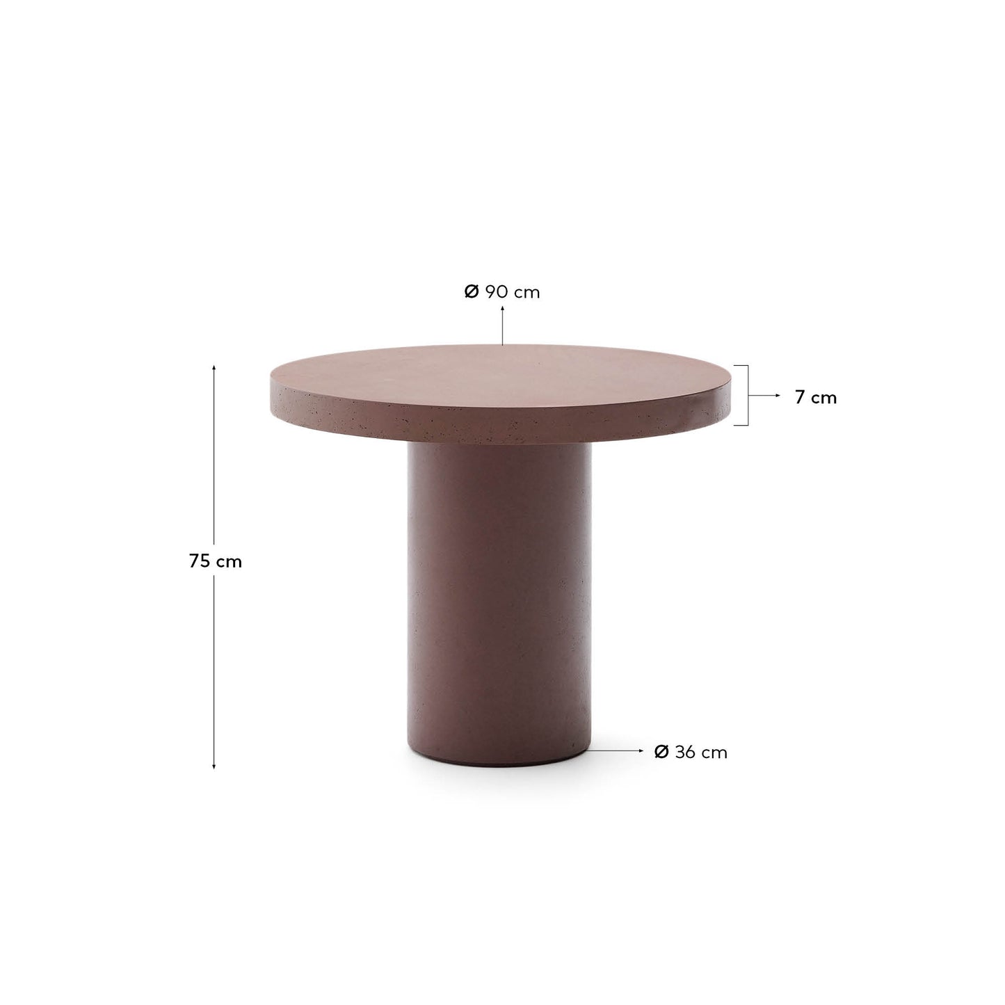 Tavolo rotondo Aiguablava in cemento terracotta Ø 90 cm
