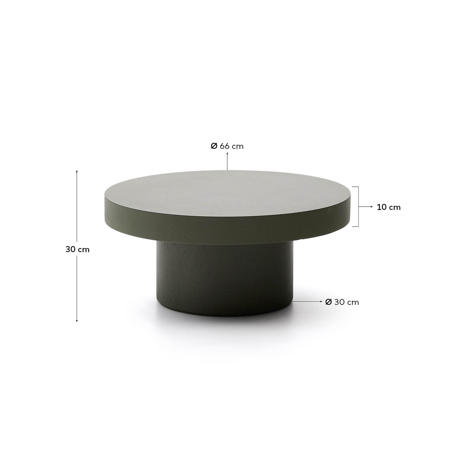 Tavolino Aiguablava da salotto in cemento verde Ø 66 cm