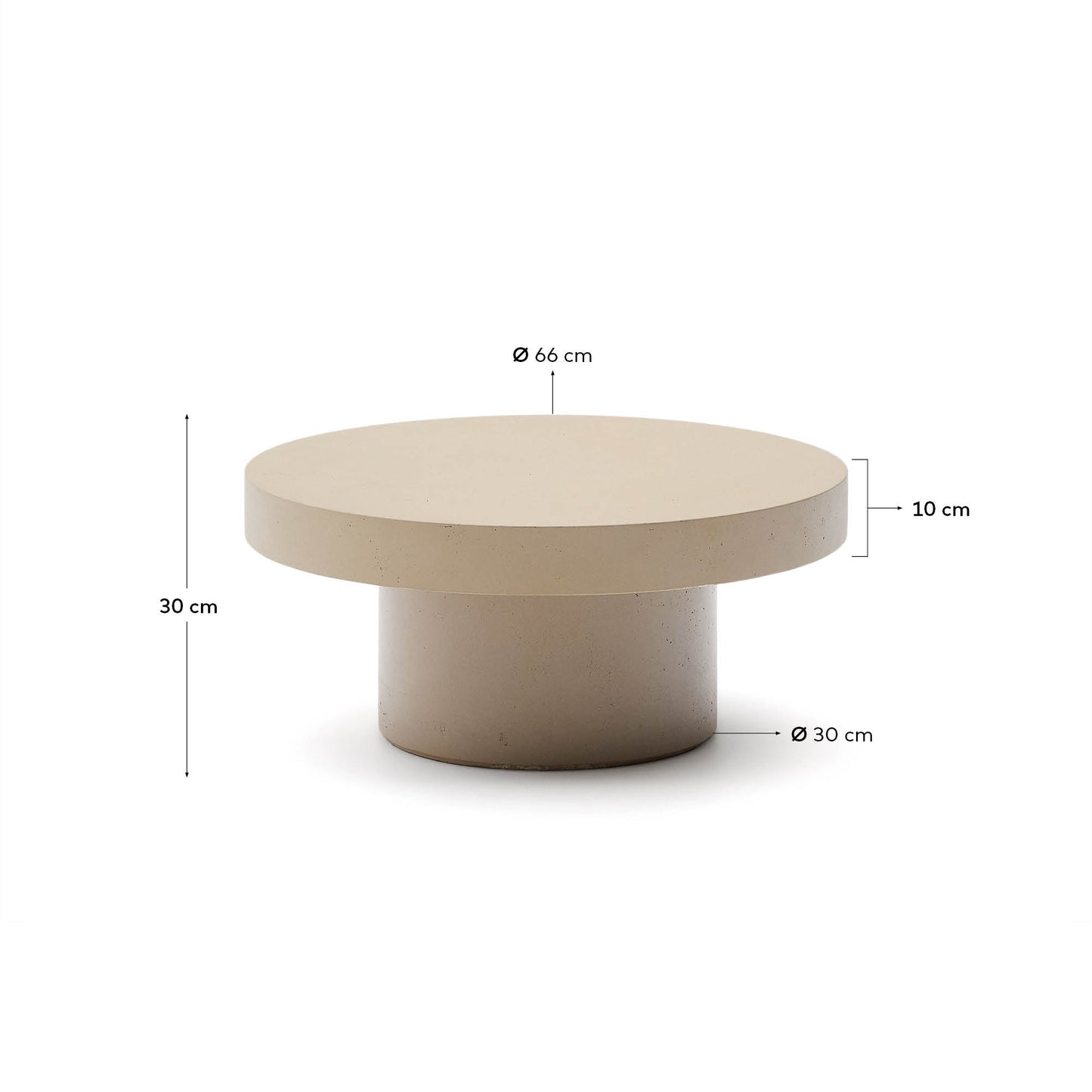 Tavolino Aiguablava in cemento beige Ø 66 cm
