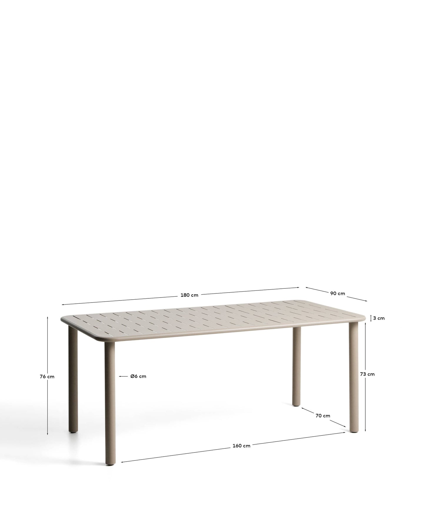 Tavolo da esterno Brai in acciaio zincato color tortora 180 x 90 cm