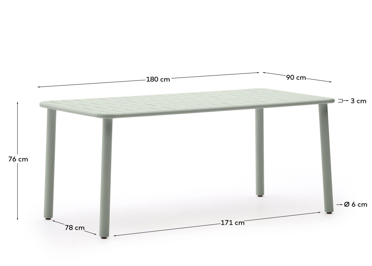 Tavolo da esterno Brai in acciaio zincato turchese 180 x 90 cm