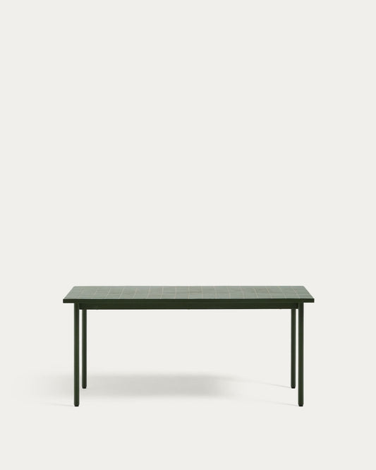 Tavolo da esterno Maurina in acciaio zincato e piastrelle verdi 182 x 91 cm
