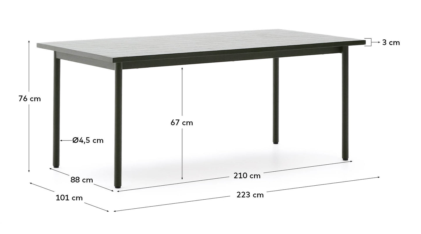 Tavolo da esterno Maurina in acciaio zincato e piastrelle verdi 223 x 101 cm