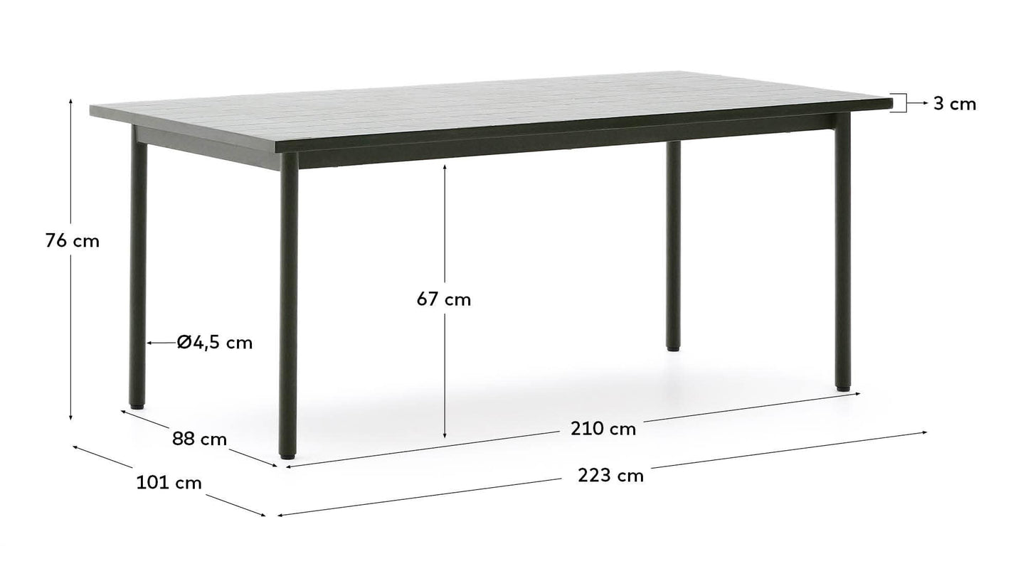 Tavolo da esterno Maurina in acciaio zincato e piastrelle verdi 223 x 101 cm