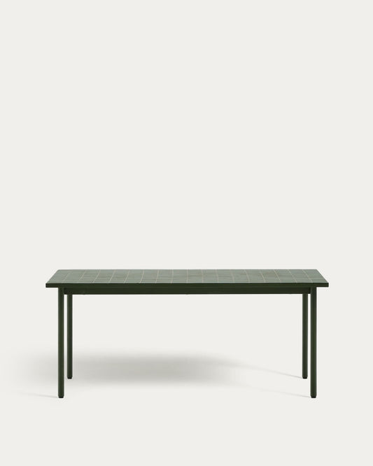 Tavolo da esterno Maurina in acciaio zincato e piastrelle verdi 223 x 101 cm