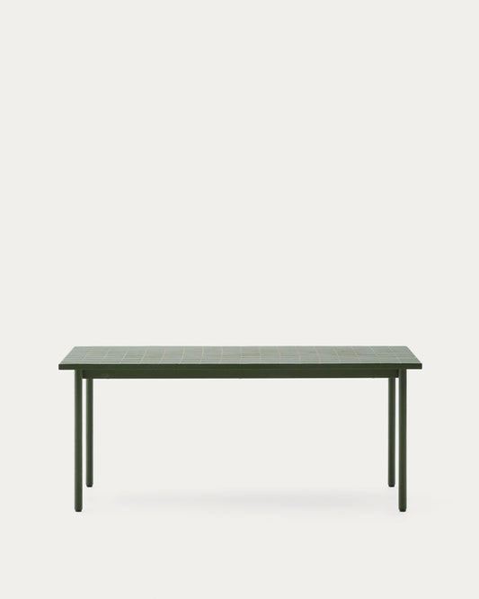 Tavolo da esterno Maurina in acciaio zincato e piastrelle verdi 223 x 101 cm