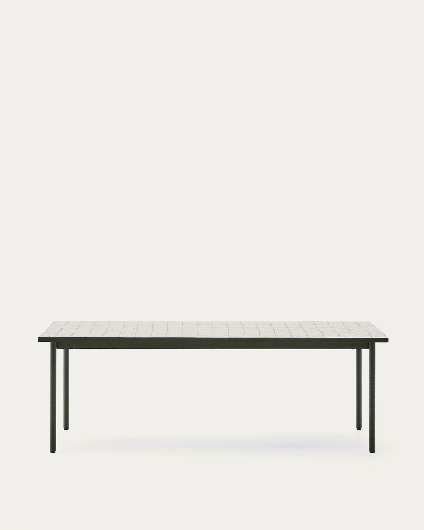 Tavolo da esterno Maurina in acciaio zincato verde e piastrelle color écru 223 x 101 cm