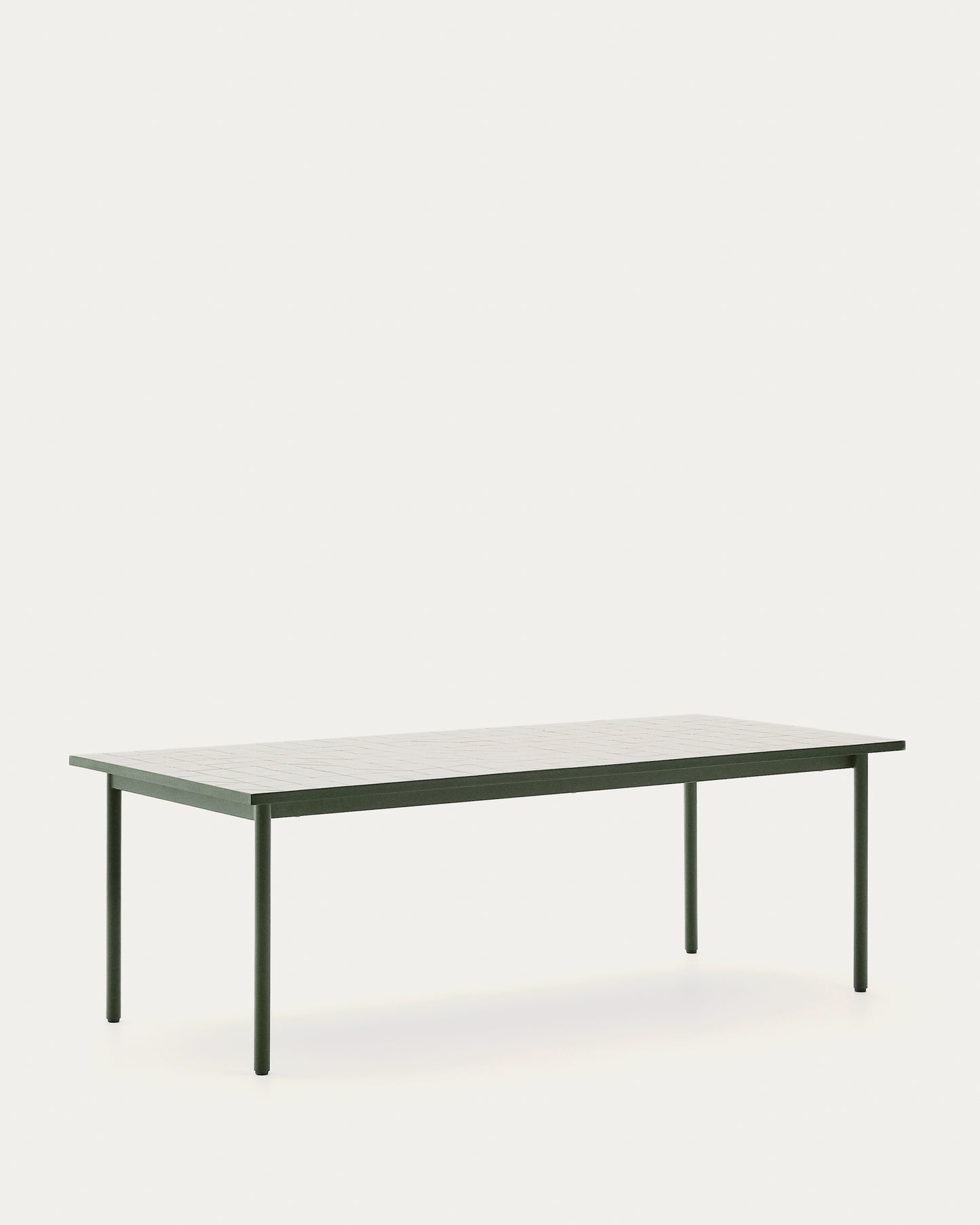 Tavolo da esterno Maurina in acciaio zincato verde e piastrelle color écru 223 x 101 cm
