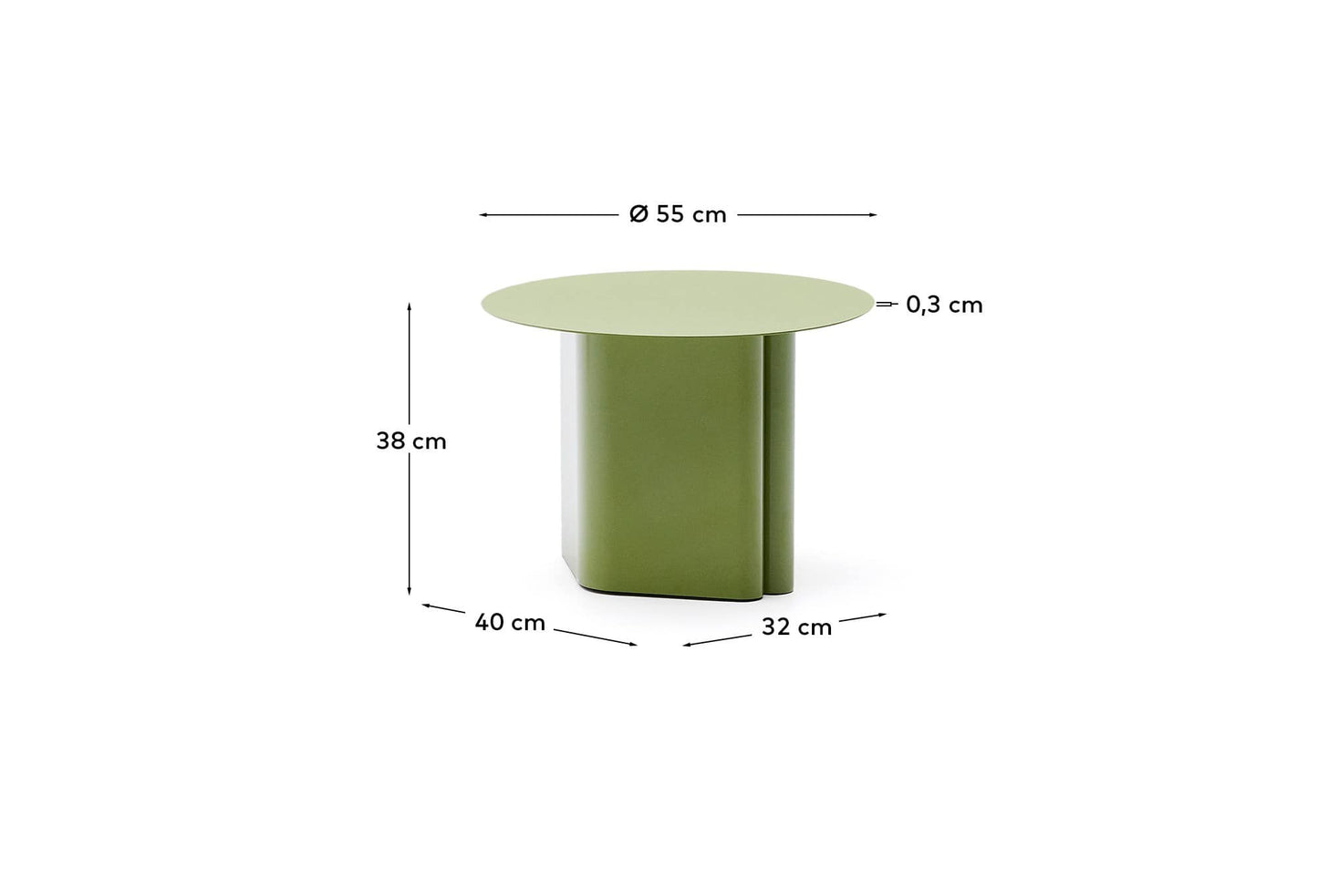 Tavolino d’appoggio in ferro verde Arvin Ø 55 cm
