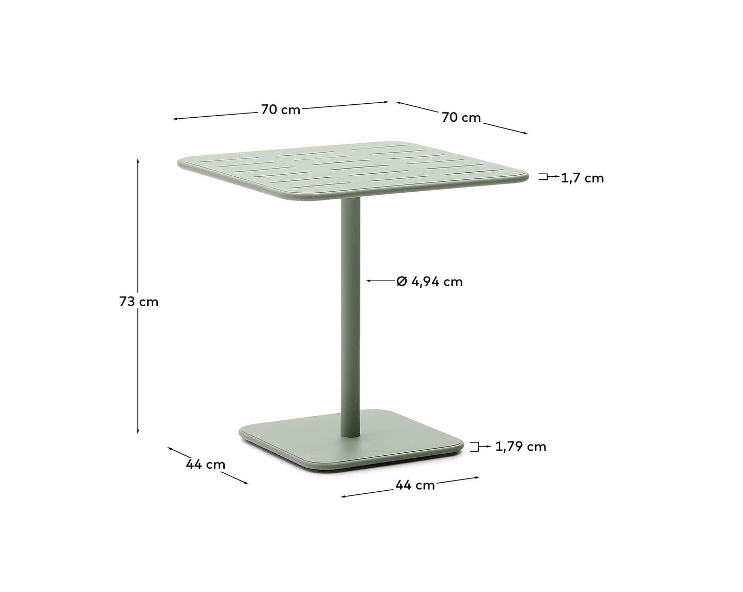 Tavolo da esterno Brai in acciaio zincato turchese 70 x 70 cm