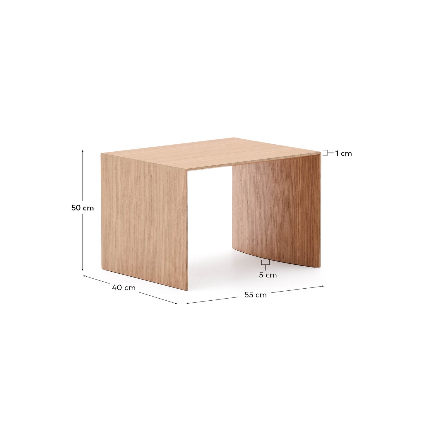 Tavolino d’appoggio Litto con impiallacciatura in rovere 55 x 40 cm