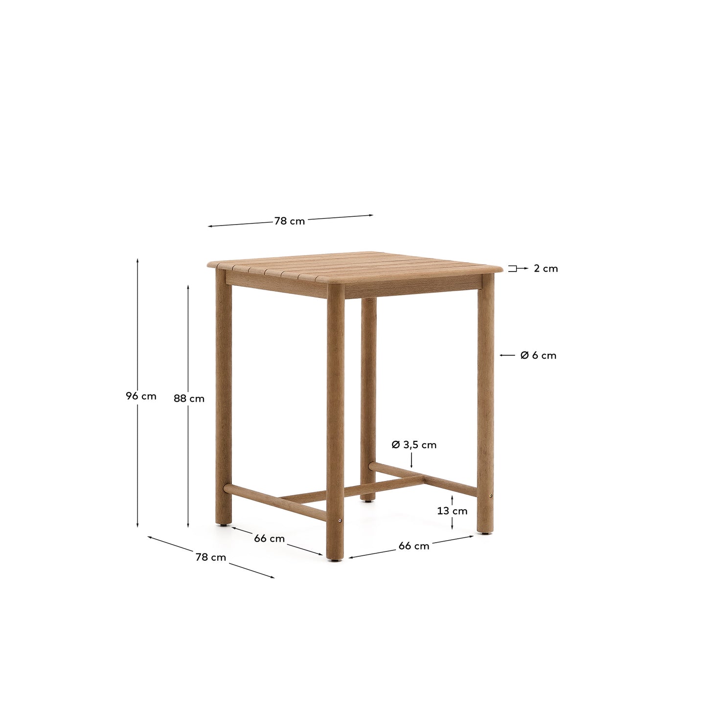 Tavolo sori in legno massiccio di acacia 78 x 78 cm