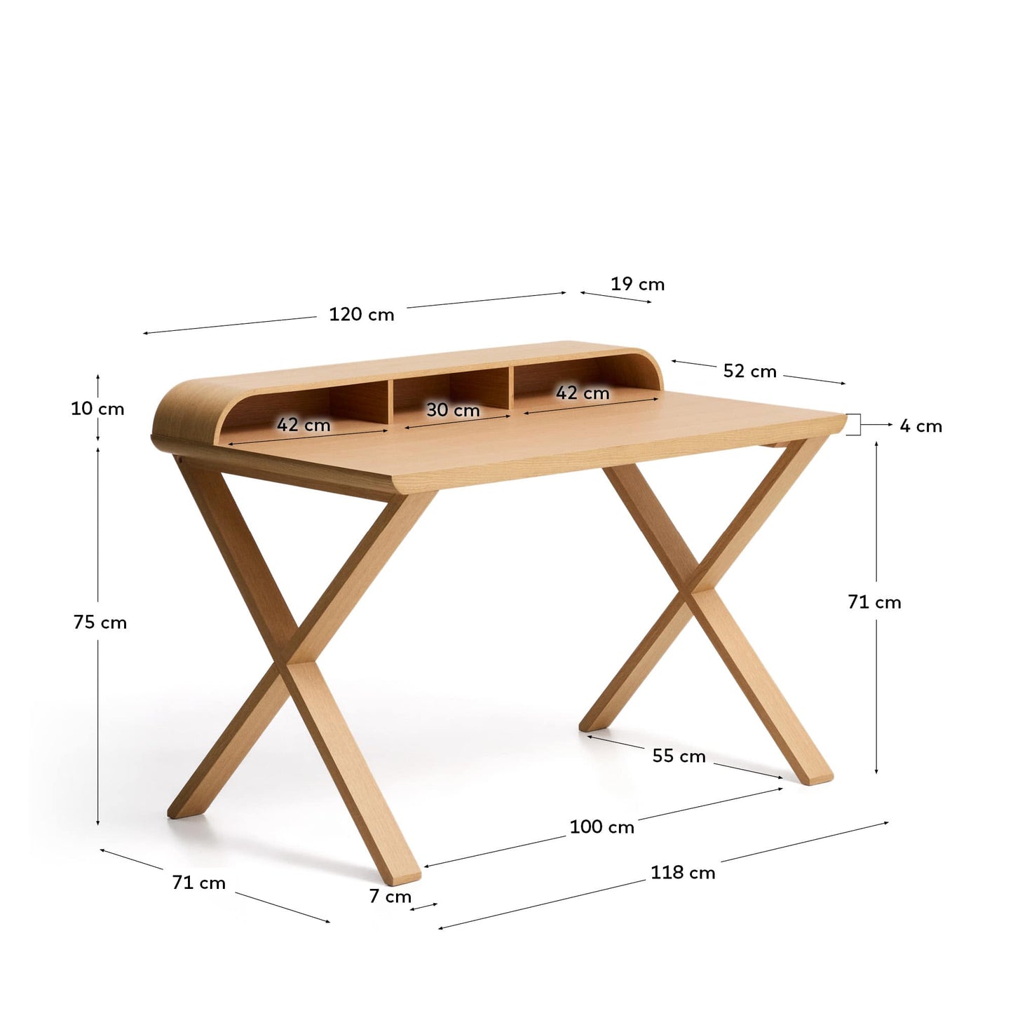 Scrivania Dilare in impiallacciato di rovere 120 x 85 cm