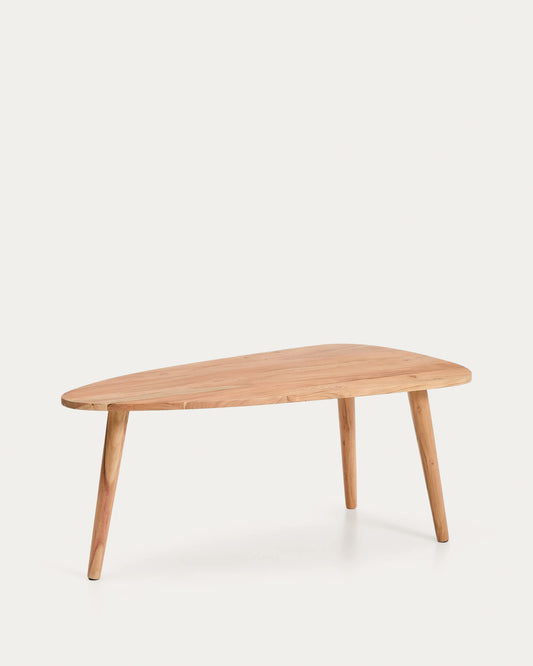 Tavolino da salotto Duvani in legno massiccio di acacia con finitura sbiancata Ø110 x 60 cm