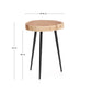 Tavolino da appoggio Tanive in legno massiccio di acacia con finitura sbiancata e gambe in acciaio nero Ø35 cm