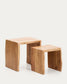 Set di 2 tavolini da appoggio a nido Lomiri in legno massiccio di acacia con finitura sbiancata 50x42 cm / 34x42 cm