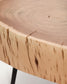 Tavolino da salotto Tavine in legno massiccio di acacia con finitura sbiancata e gambe in acciaio nero Ø49 cm