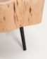 Tavolino da salotto Tavine in legno massiccio di acacia con finitura sbiancata e gambe in acciaio nero Ø49 cm