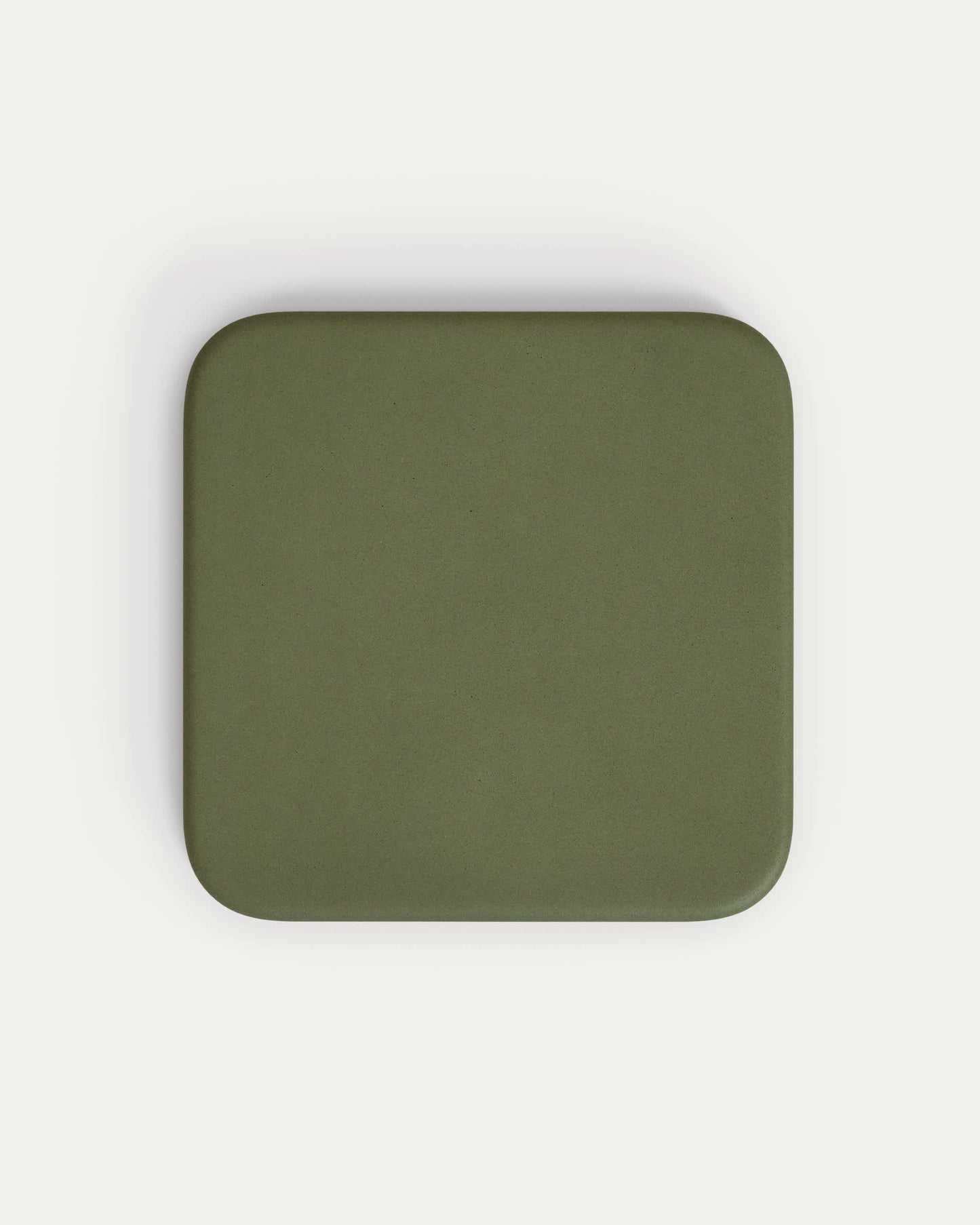 Tavolo da esterno Esilda con piano in cemento verde 70 x 70 cm e piede in acciaio verde Ø 42 x 45 cm