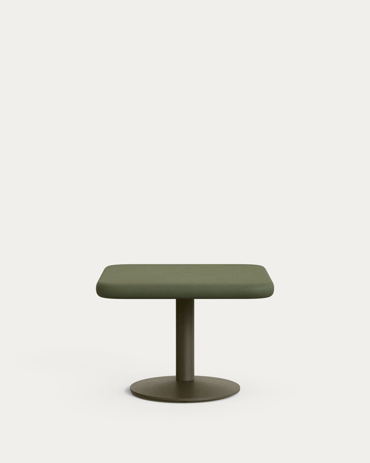 Tavolo da esterno Esilda con piano in cemento verde 70 x 70 cm e piede in acciaio verde Ø 42 x 45 cm