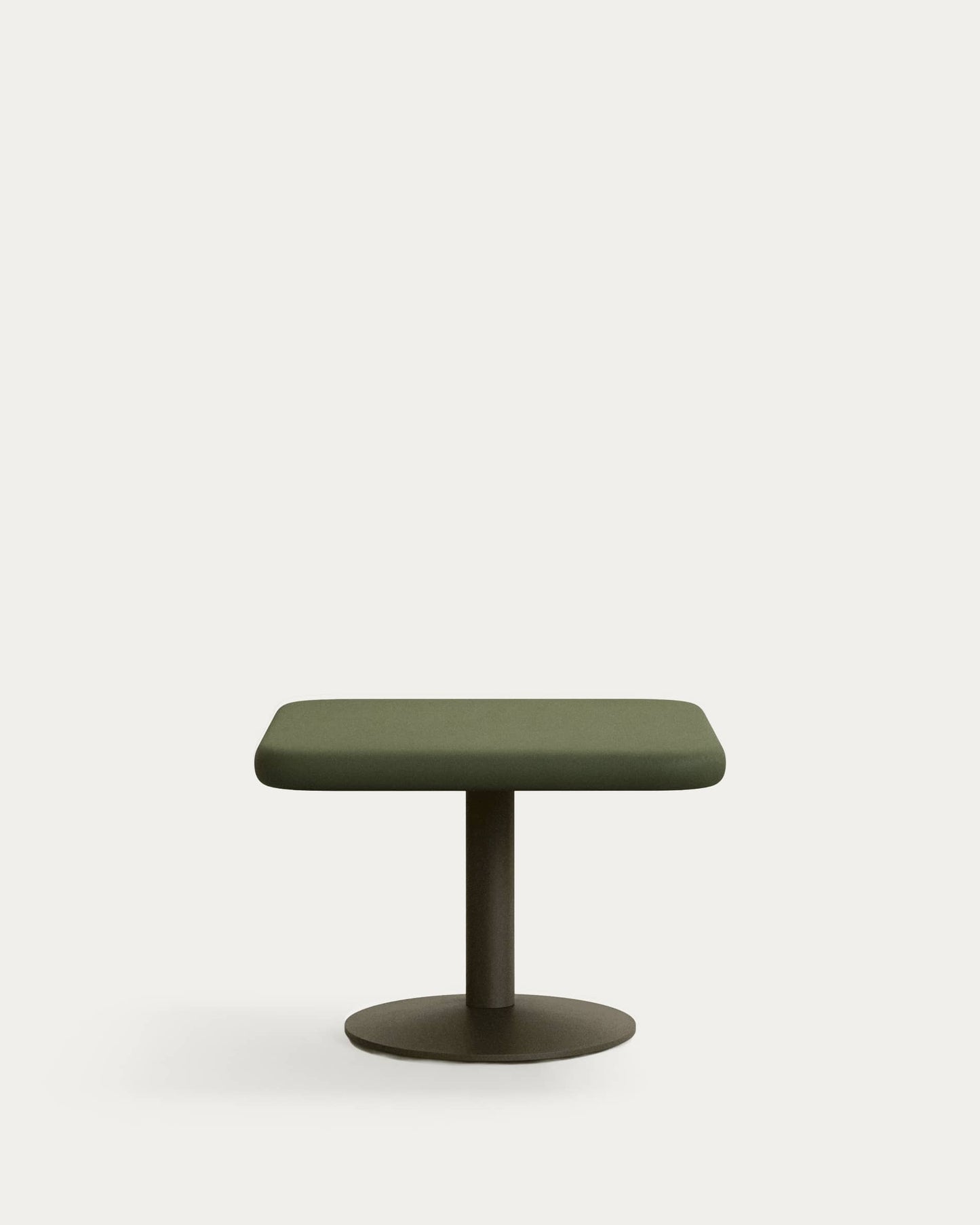 Tavolo da esterno Esilda con piano in cemento verde 70 x 70 cm e piede in acciaio verde Ø 42 x 45 cm