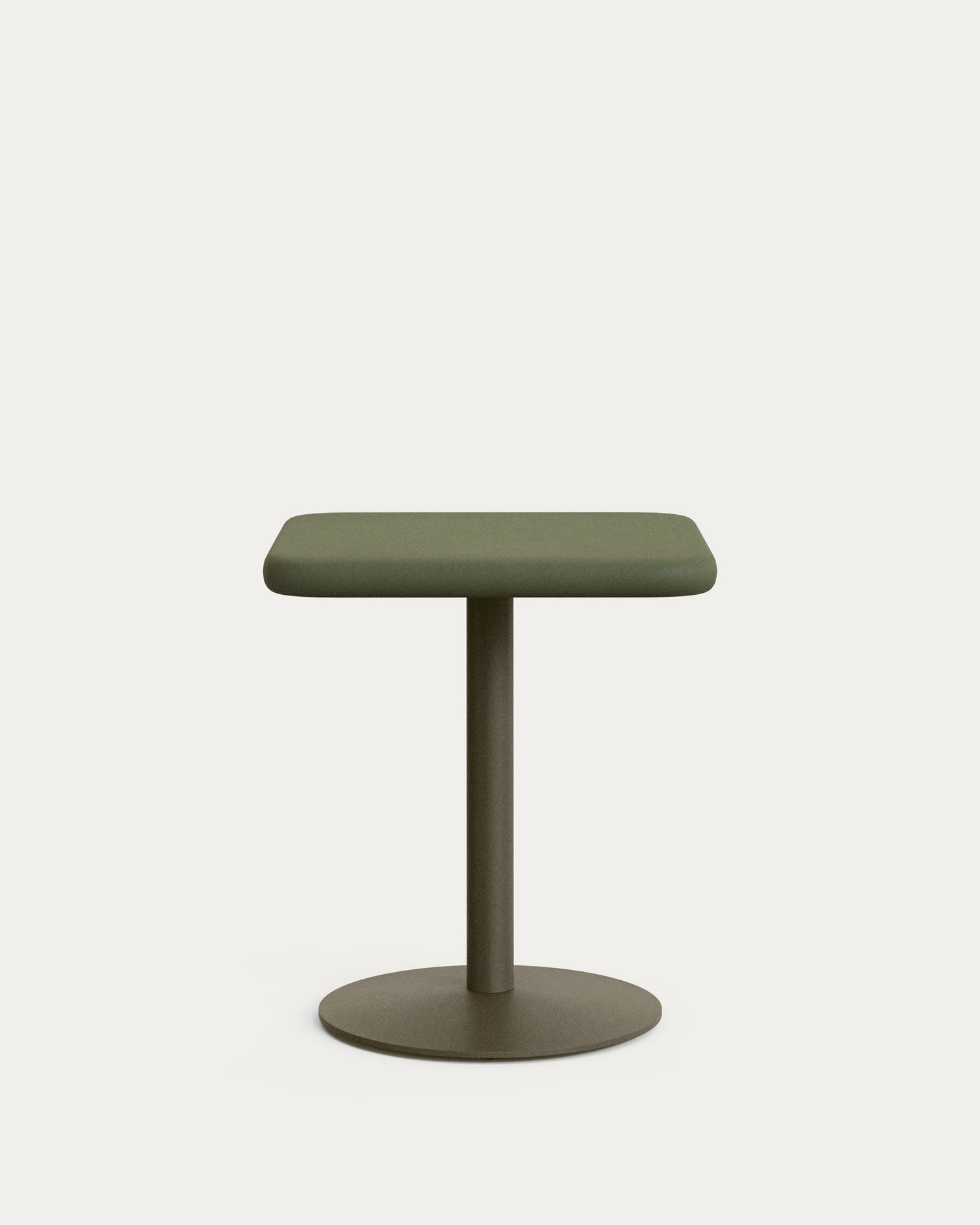 Tavolo da esterno Esilda con piano in cemento verde 70 x 70 cm e base in acciaio verde Ø 55 x 72 cm