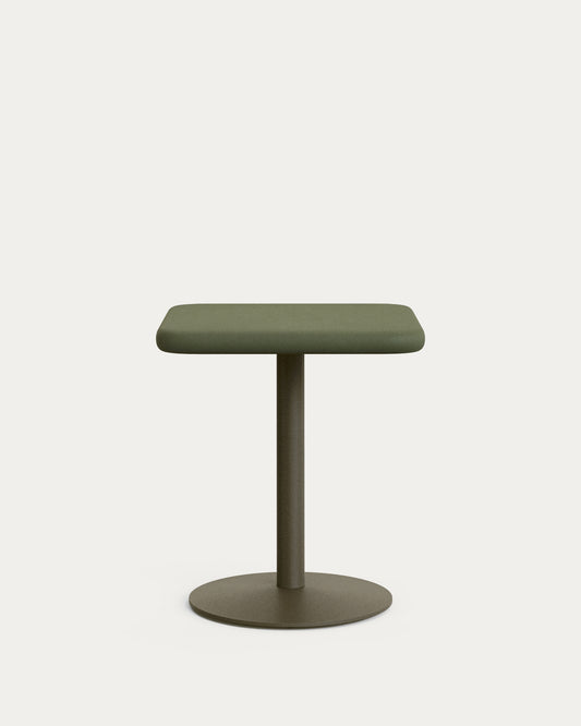 Tavolo da esterno Esilda con piano in cemento verde 70 x 70 cm e base in acciaio verde Ø 55 x 72 cm