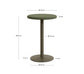 Tavolo rotondo Isilda alto con piano in cemento verde Ø 70 cm con base rifinitura in verde Ø 55 cm