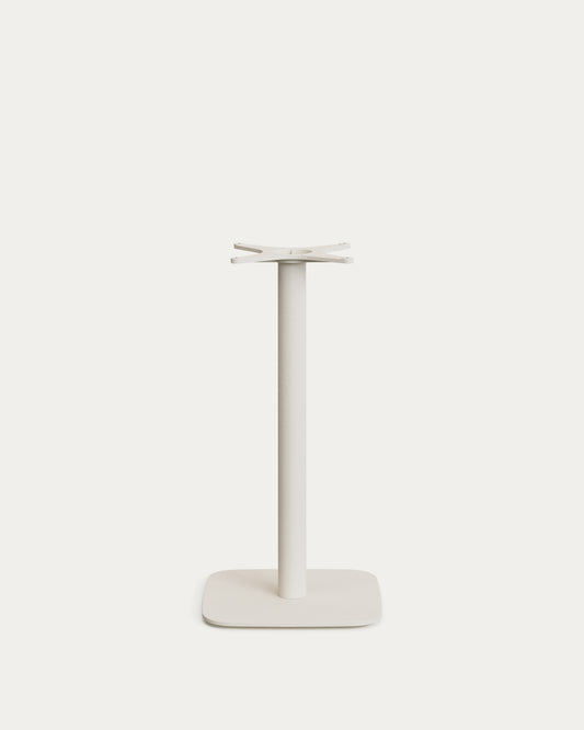Tavolo alto rotondo da esterno Dina con piano in cemento bianco Ø 70 cm e base in acciaio bianco 48 x 48 x 96 cm