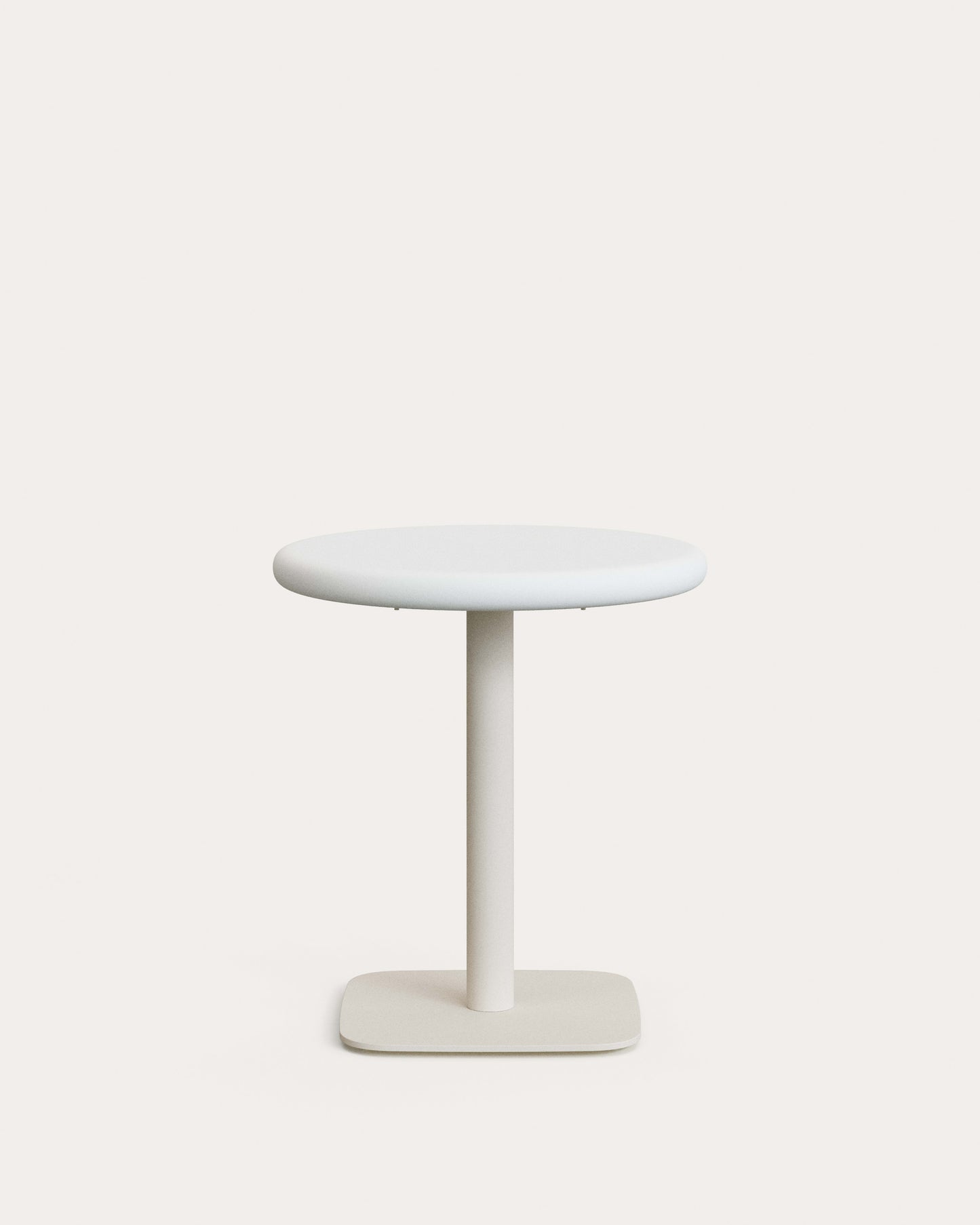 Tavolo rotondo da esterno Dina con piano in cemento bianco Ø 70 cm e piede in acciaio bianco 48x48x72 cm