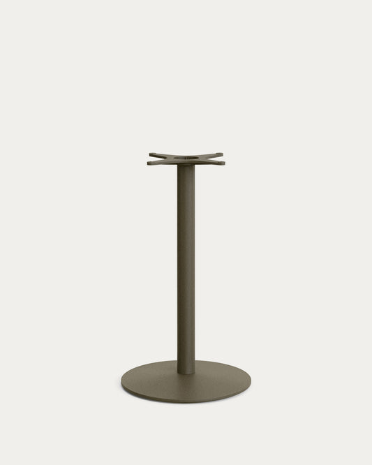 Tavolo alto rotondo da esterno Esilda con piano in acacia 100% FSC Ø 80 cm e base in acciaio verde Ø 55 x 96 cm