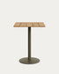 Tavolo alto da esterno Esilda con piano in acacia FSC 100% 80 x 80 cm e base in acciaio verde Ø 55 x 96 cm