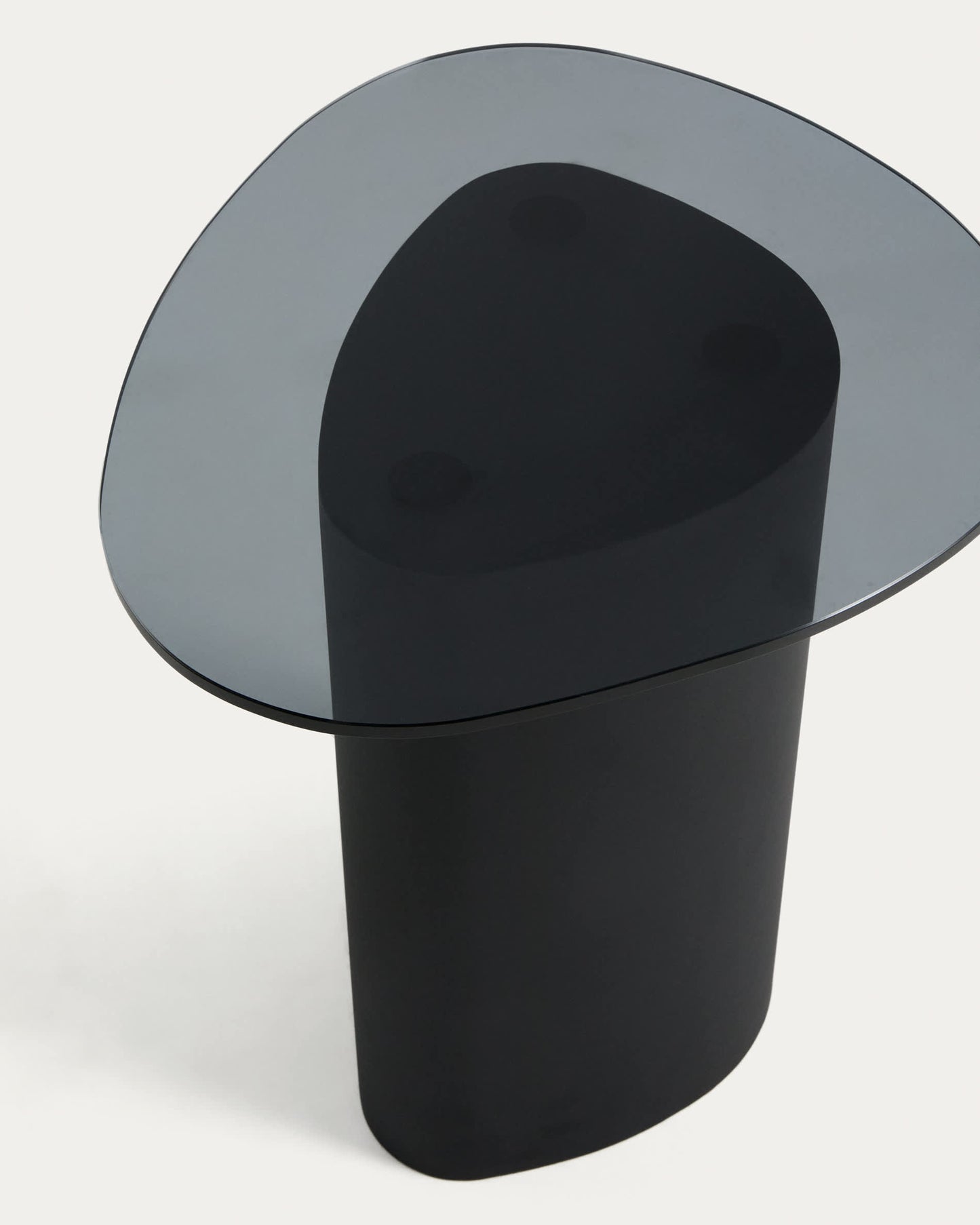 Tavolino Olir in vetro temperato e acciaio nero 48 x 46,8 cm