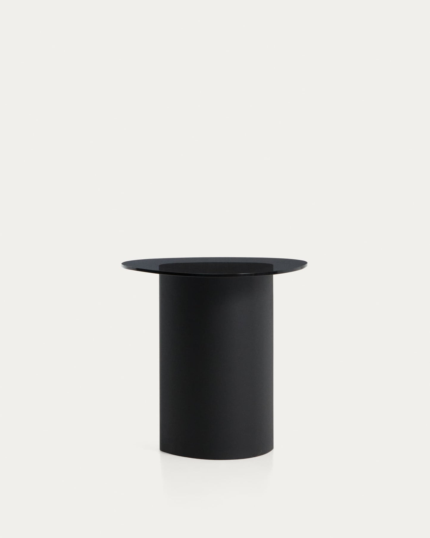 Tavolino Olir in vetro temperato e acciaio nero 48 x 46,8 cm